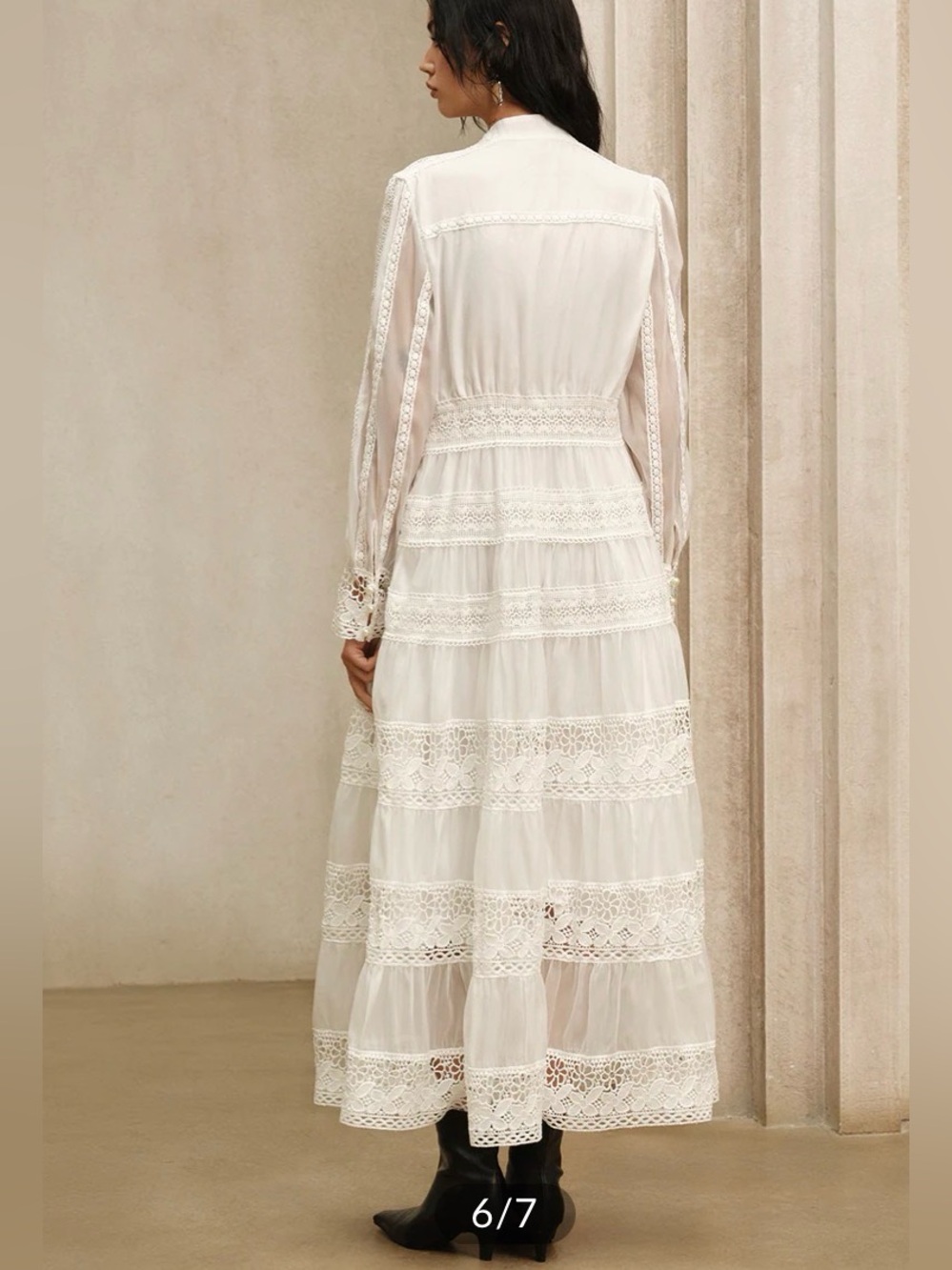 Commense semi sheer lace panel maxi dress without belt - Picture 3 of 10